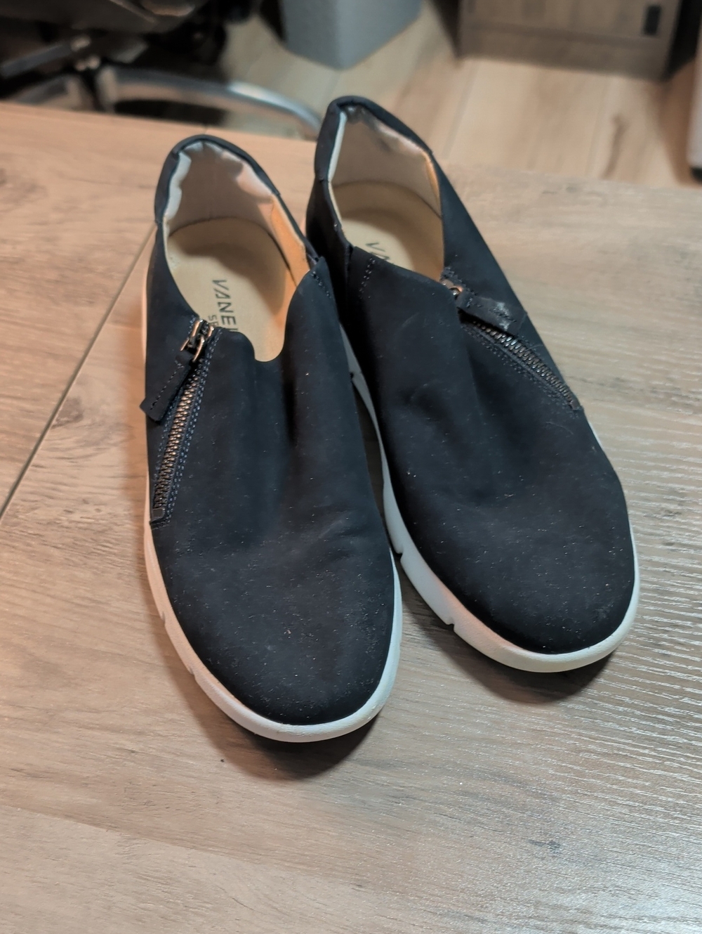 Vaneli Black Slip-On Casual Sneakers with Side Zip